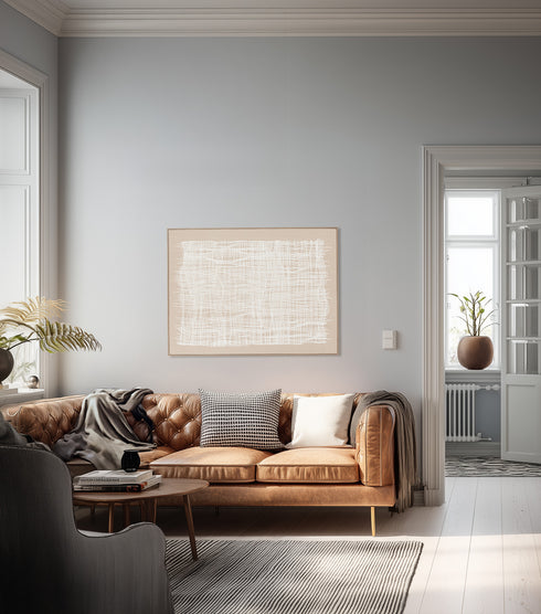 Haze, Painting, Framed poster, Poster, H120xW90xD3,8cm, White/White Washed